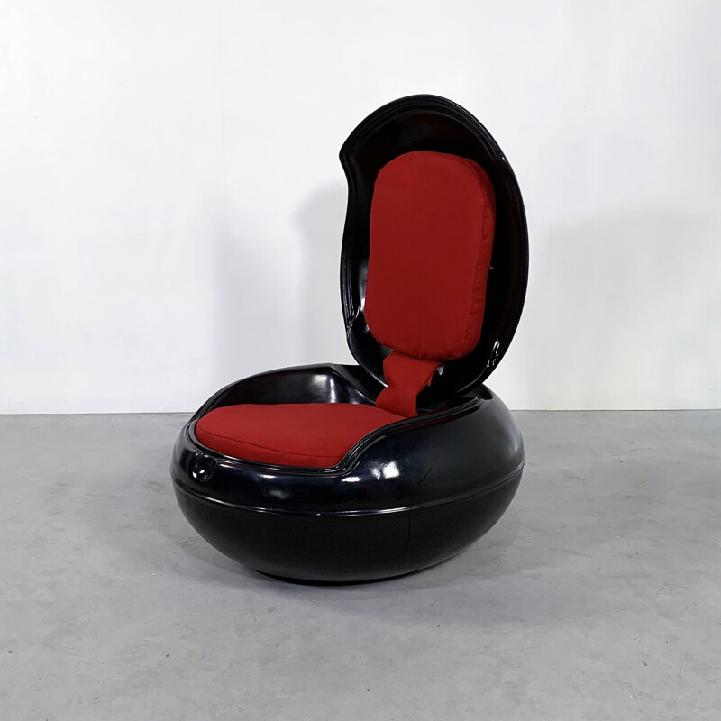 Black vintage garden egg chair by Peter Ghyczy for VEB Synthese 1970