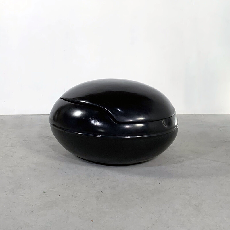 Black vintage garden egg chair by Peter Ghyczy for VEB Synthese 1970