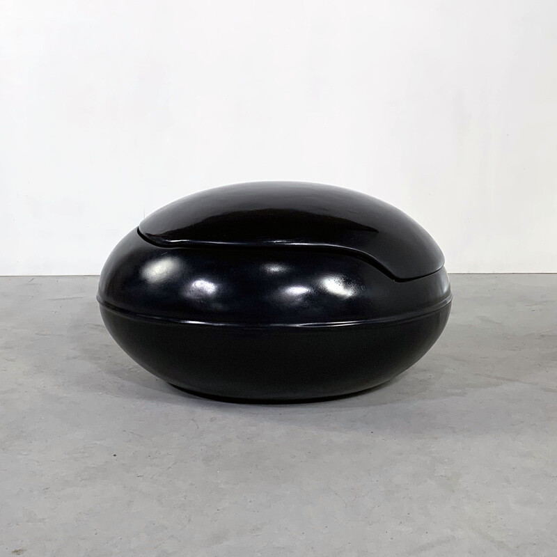 Black vintage garden egg chair by Peter Ghyczy for VEB Synthese 1970