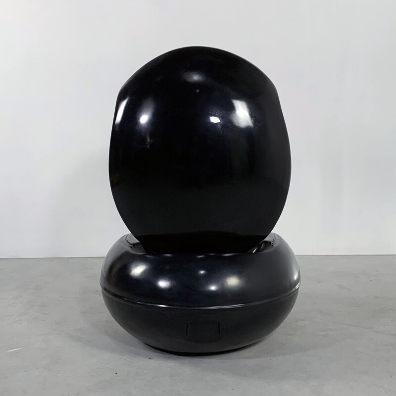 Black vintage garden egg chair by Peter Ghyczy for VEB Synthese 1970