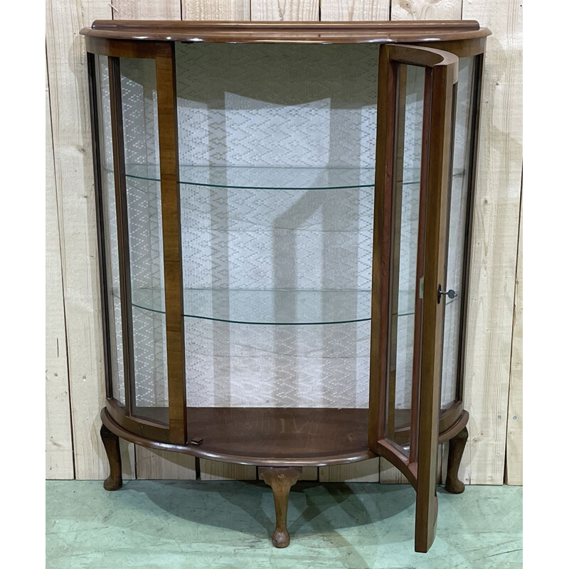 Vintage display case Chippendale walnut  1950s