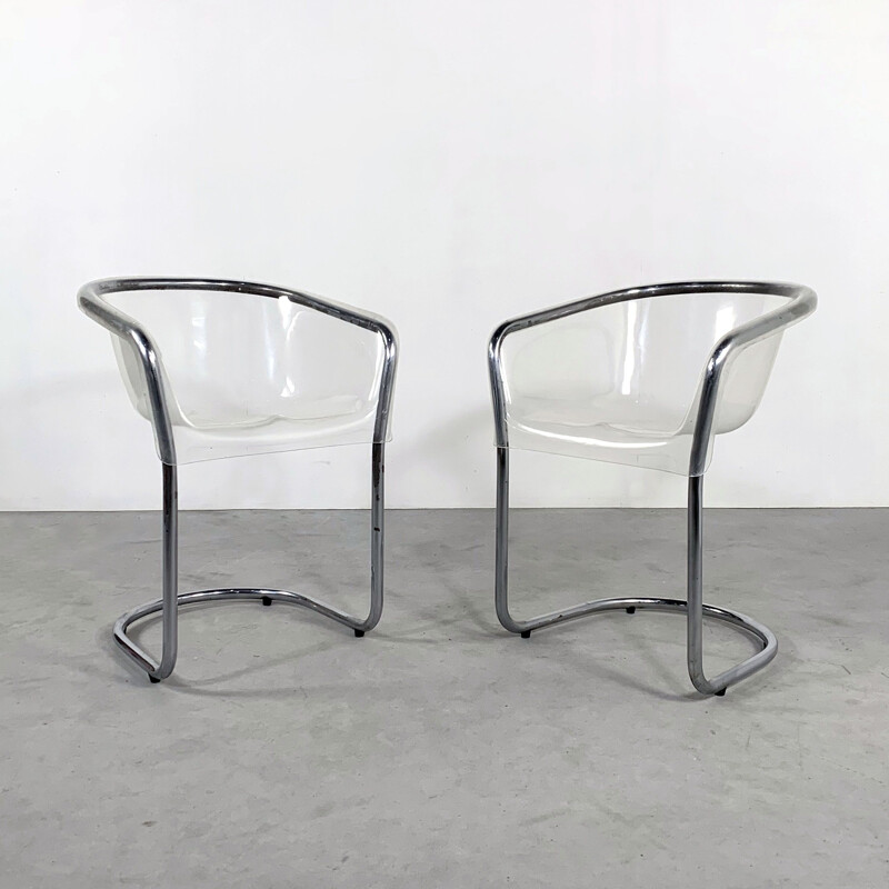 Pair of chairs in plexiglass Italy 1970s