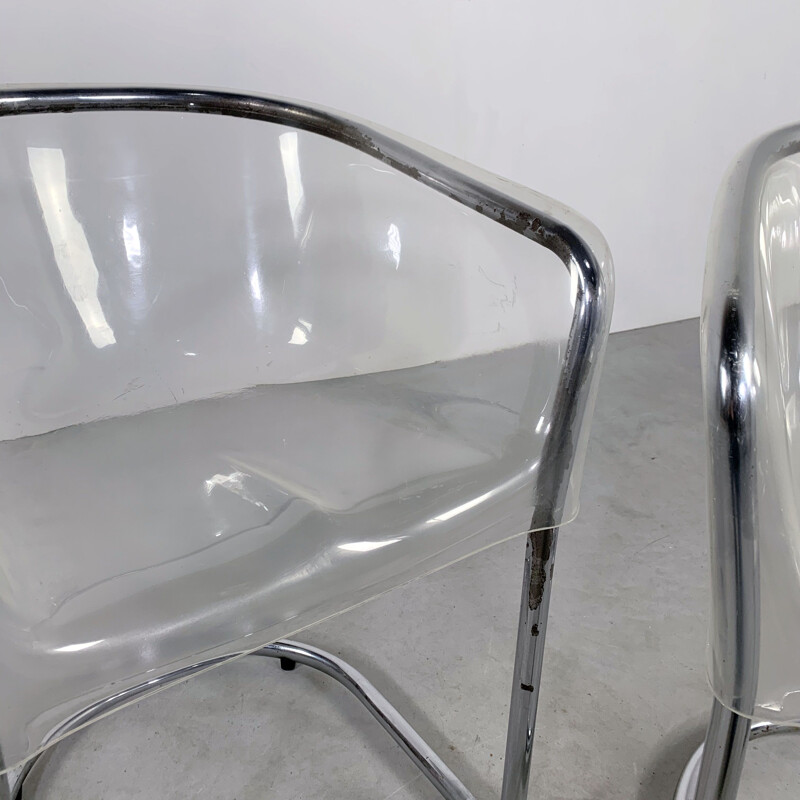 Pair of chairs in plexiglass Italy 1970s