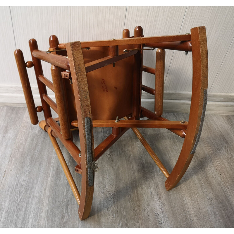Vintage chair for children leather rocking