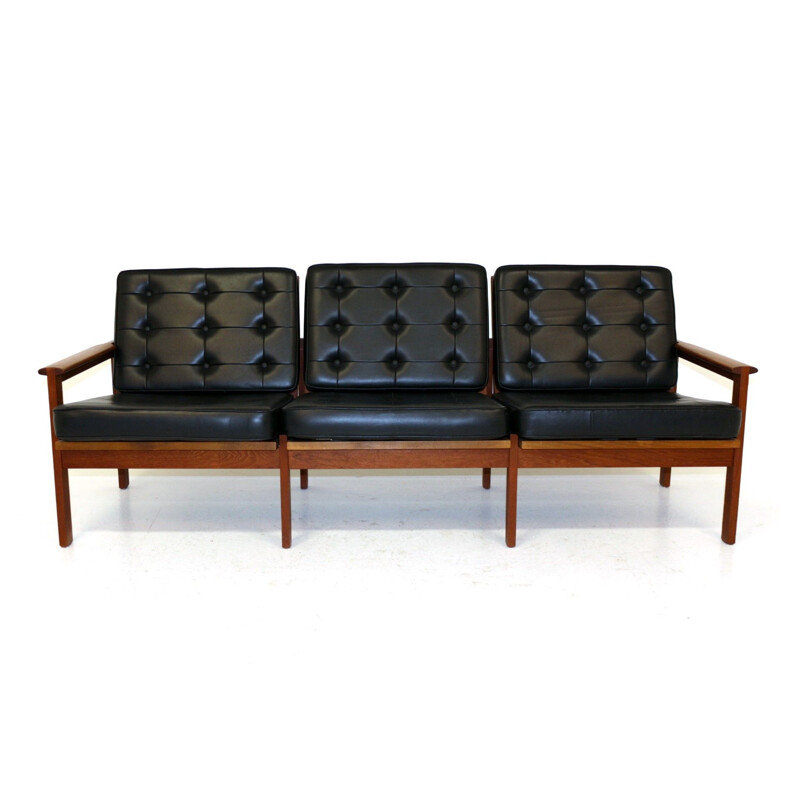 Vintage Sofa Capella Model 4 in leather Denmark 1960s