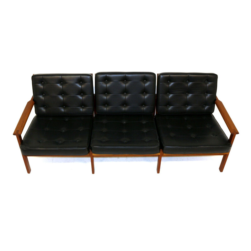 Vintage Sofa Capella Model 4 in leather Denmark 1960s