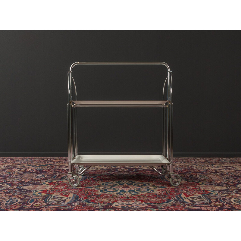 Vintage serving trolley with folding frame in chrome-plated steel tube 1950s