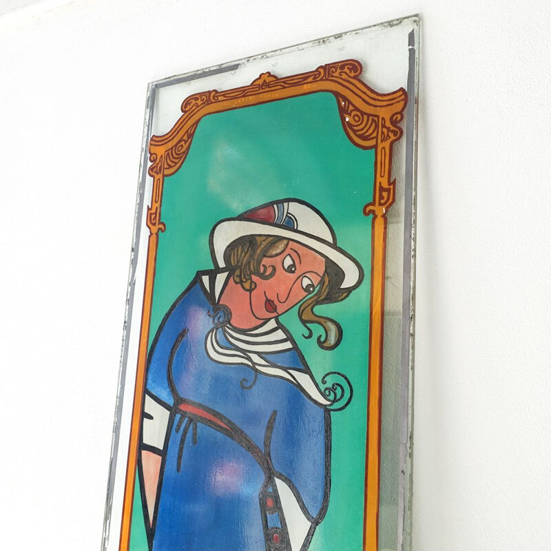 Vintage stained glass window from Covina Portugal 1930s