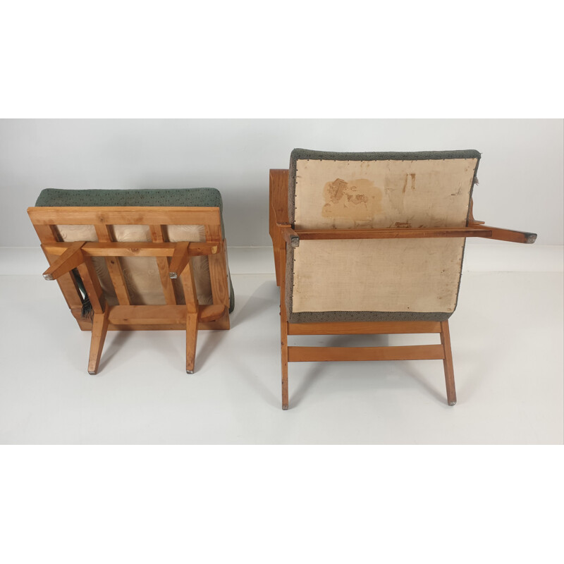 Vintage armchair and footstool set by Francis Jirák for Tatra Furniture 1960s