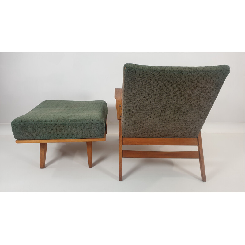 Vintage armchair and footstool set by Francis Jirák for Tatra Furniture 1960s