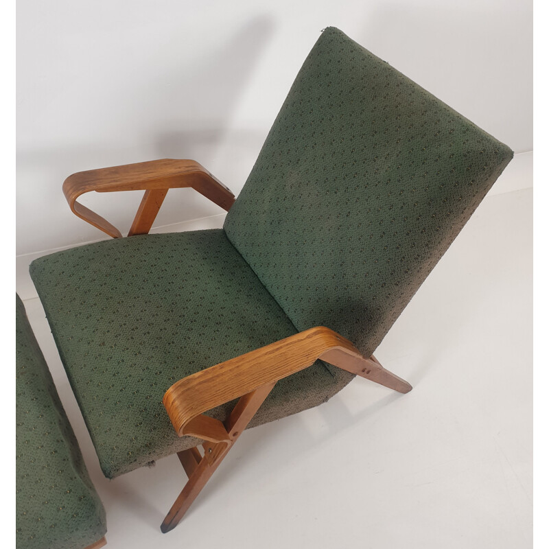 Vintage armchair and footstool set by Francis Jirák for Tatra Furniture 1960s