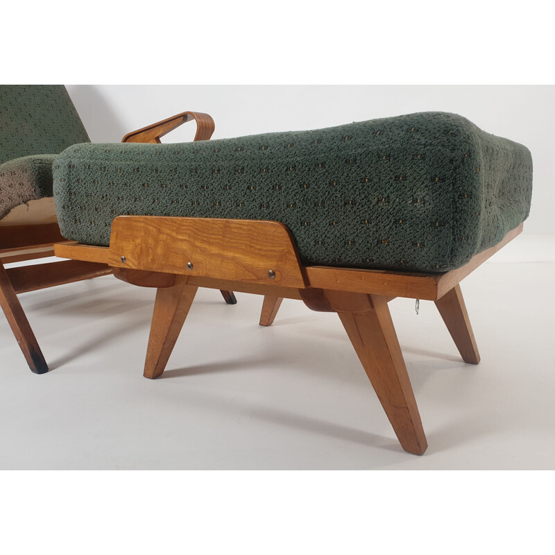 Vintage armchair and footstool set by Francis Jirák for Tatra Furniture 1960s