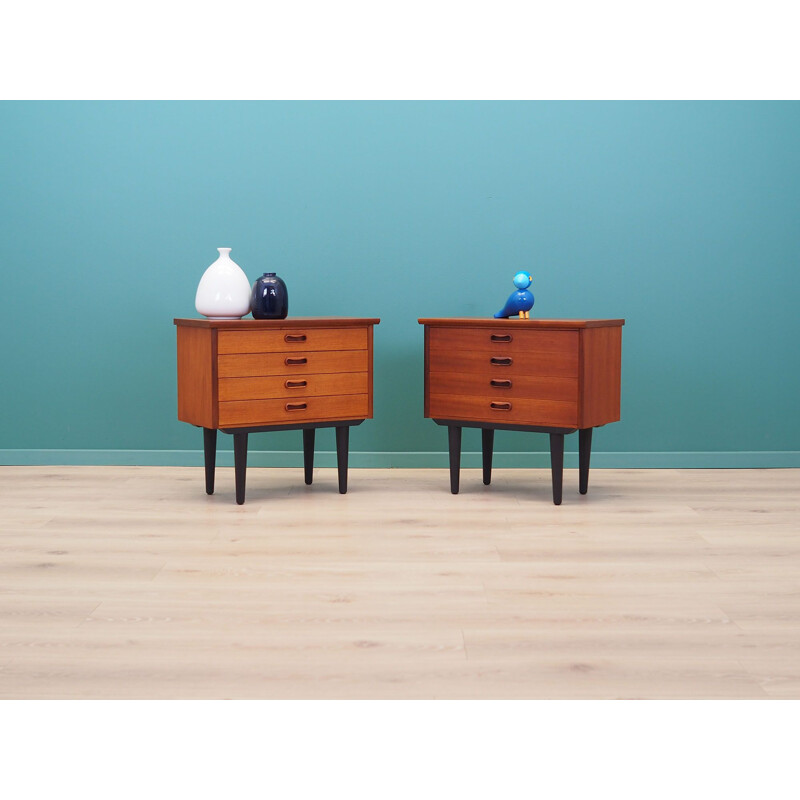 Pair of Vintage teak bedside tables Denmark 1970s