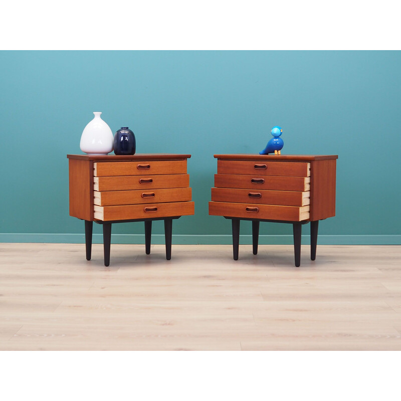 Pair of Vintage teak bedside tables Denmark 1970s