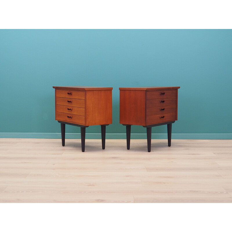 Pair of Vintage teak bedside tables Denmark 1970s