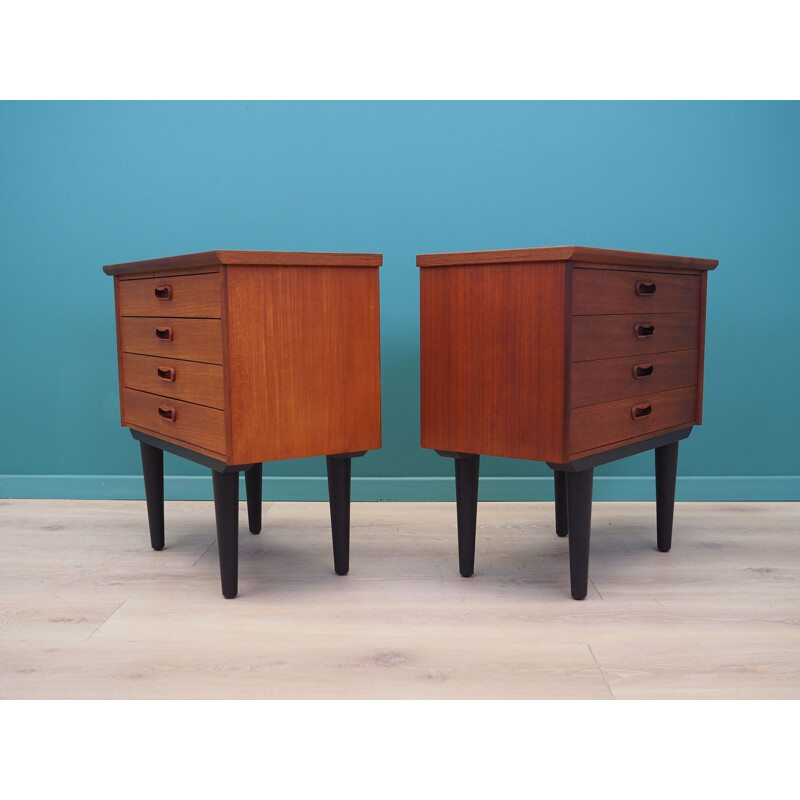 Pair of Vintage teak bedside tables Denmark 1970s