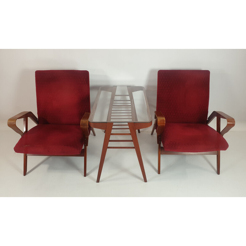 Set of vintage armchair and table  by Francis Jirák 1960s