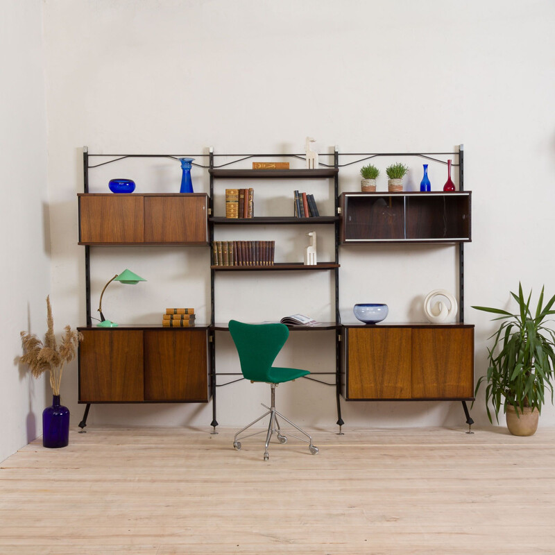 Vintage rosewood wall unit with desk Italy 1960s