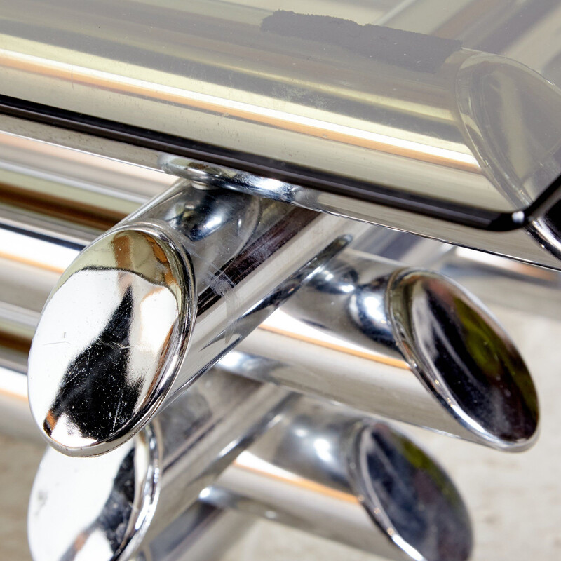 Vintage coffee table chrome-plated  with a sculpture-like design from 1980s