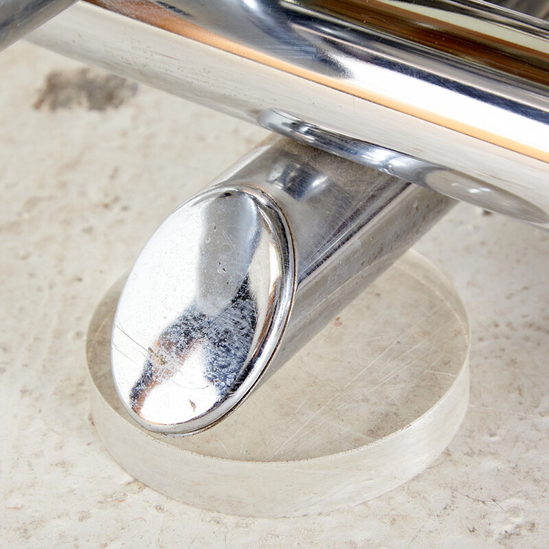 Vintage coffee table chrome-plated  with a sculpture-like design from 1980s