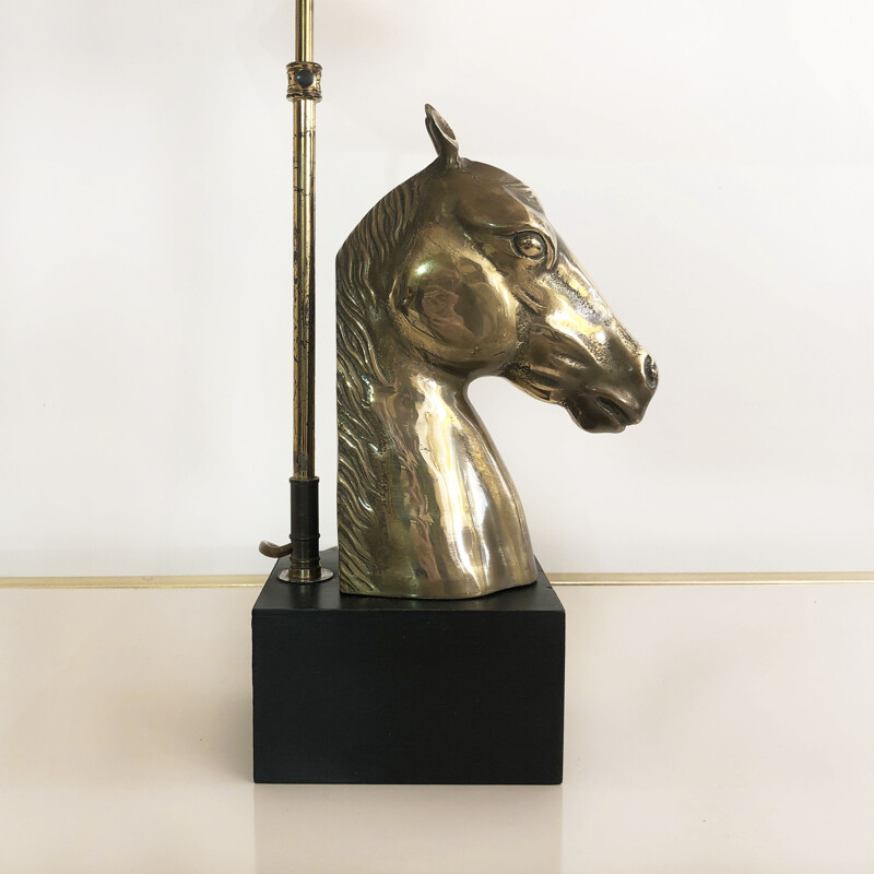 Vintage brass horse lamp, 1970