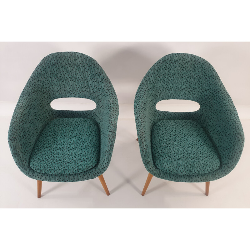 Vintage armchairs  Bucket by Miroslav Navratil for Vertex 1950s