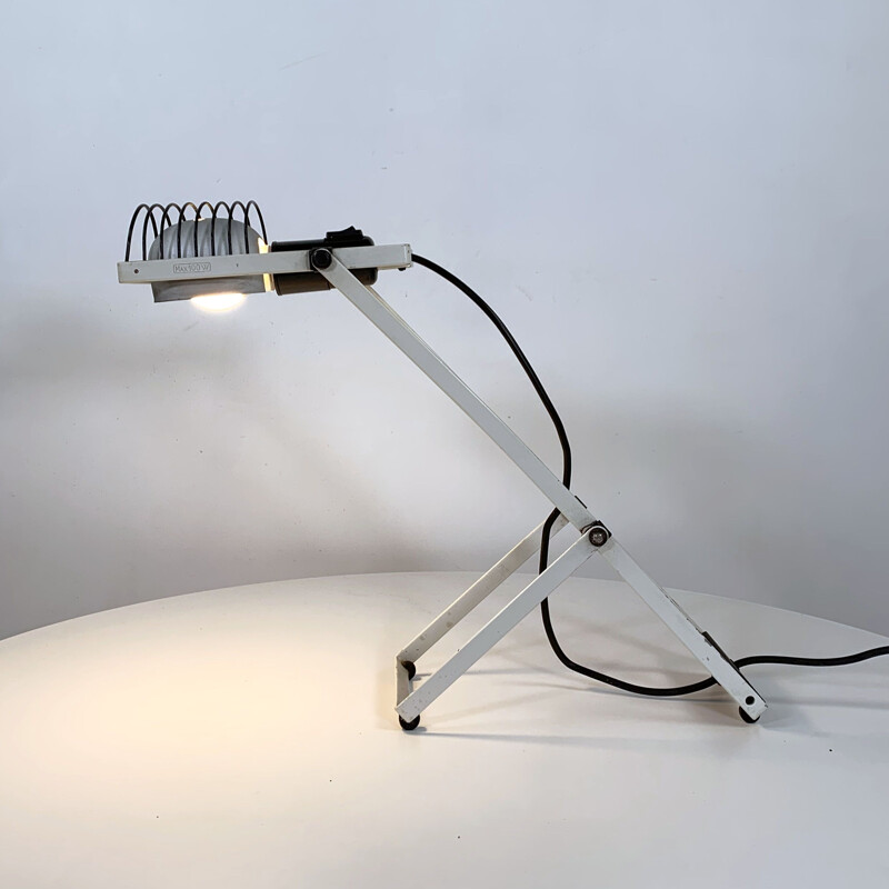 Lampe de table vintage Sintesi blanche par Ernesto Gismondi pour Artemide 1970