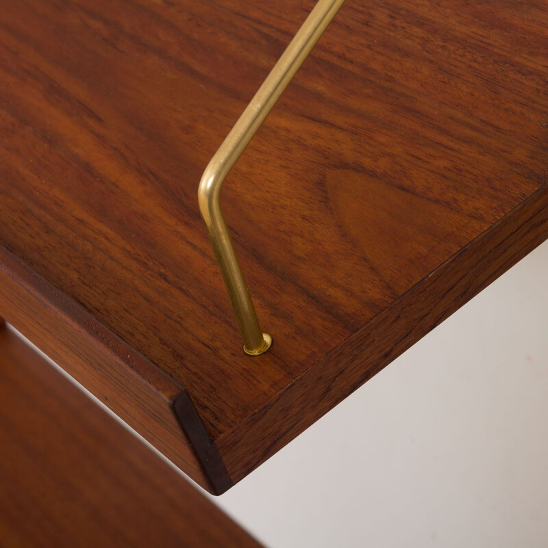 Vintage teak wall unit with desk and slanted shelf