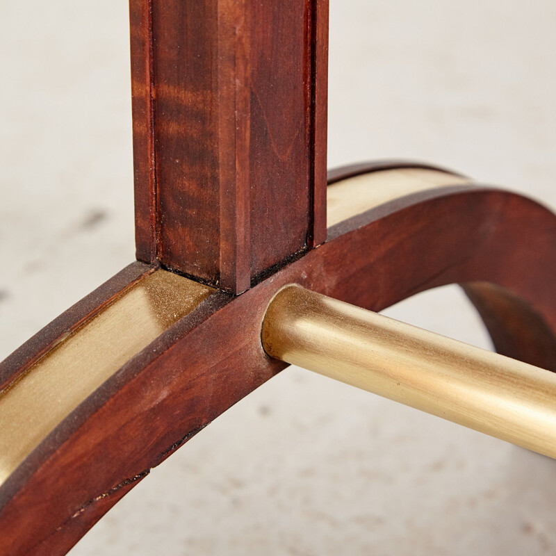 Vintage walnut and brass coffee table, 1940