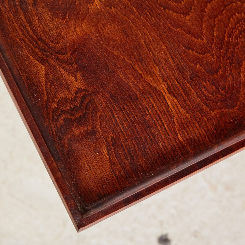 Vintage walnut and brass coffee table, 1940