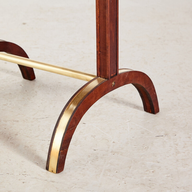 Vintage walnut and brass coffee table, 1940