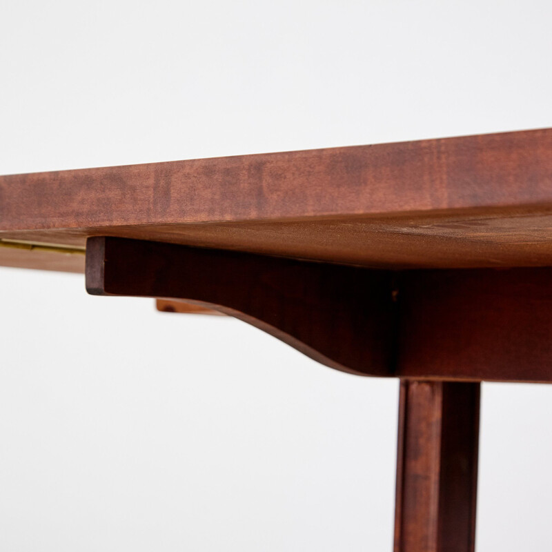 Vintage walnut and brass coffee table, 1940