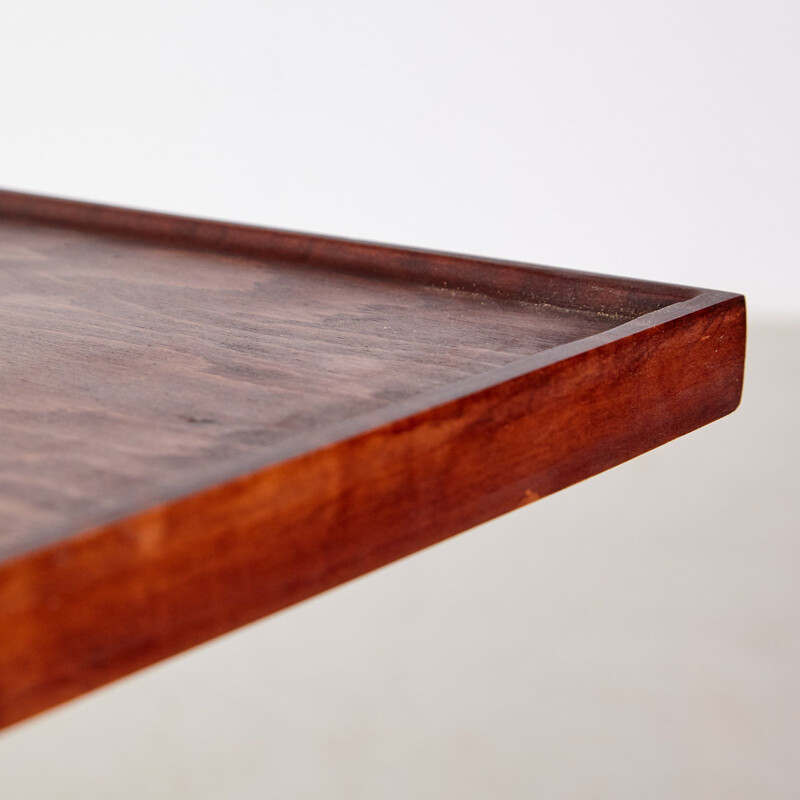 Vintage walnut and brass coffee table, 1940