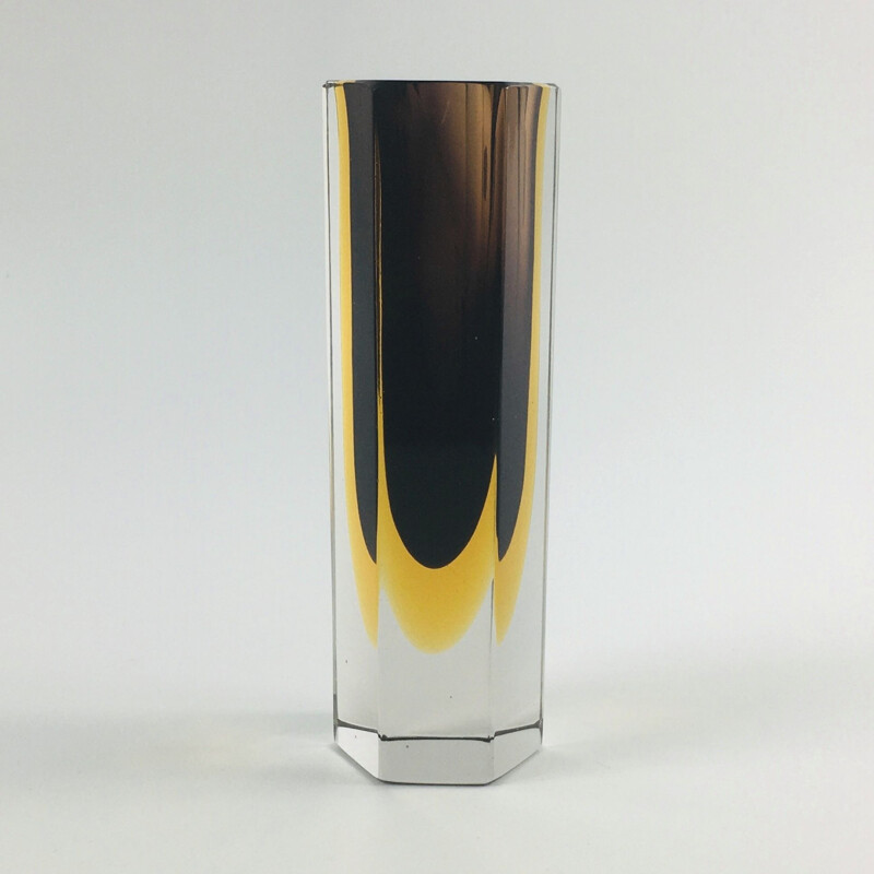Vase vintage en verre Sommerso de Murano par Flavio Poli 1960