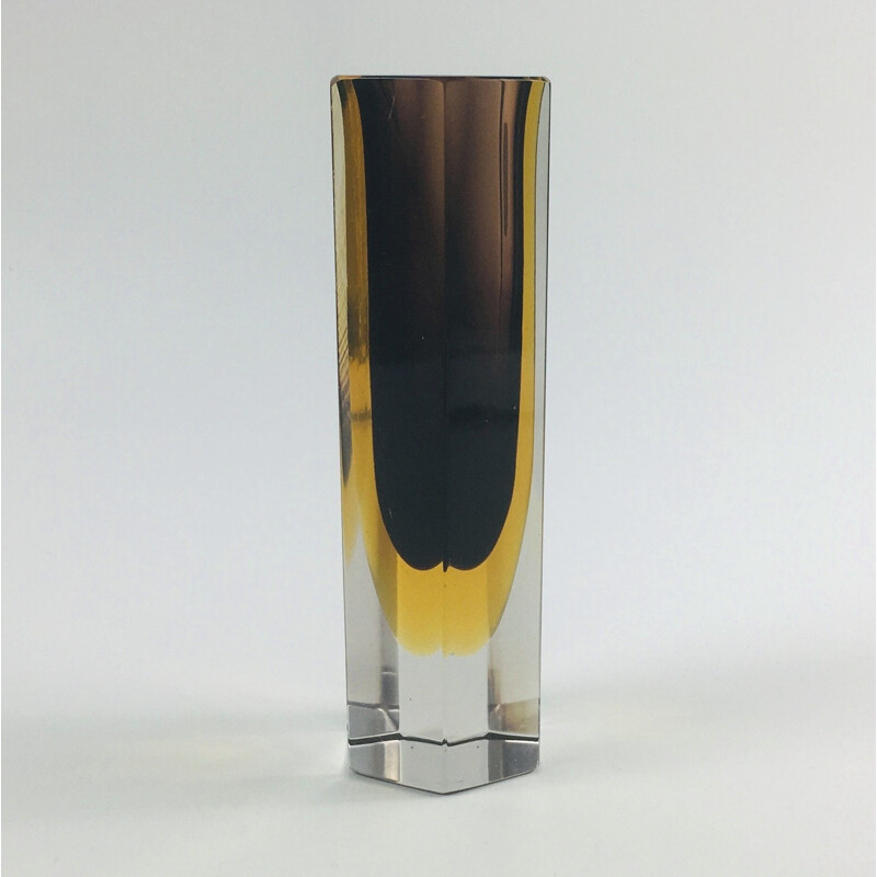 Vase vintage en verre Sommerso de Murano par Flavio Poli 1960