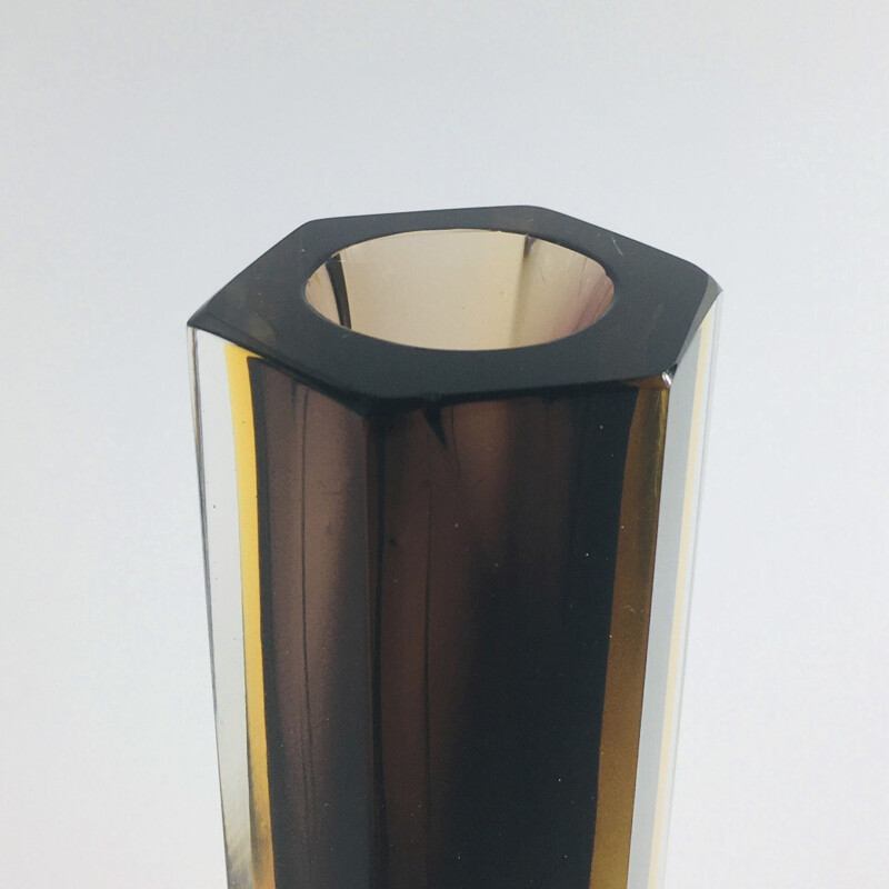 Vase vintage en verre Sommerso de Murano par Flavio Poli 1960