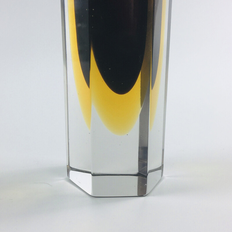 Vase vintage en verre Sommerso de Murano par Flavio Poli 1960