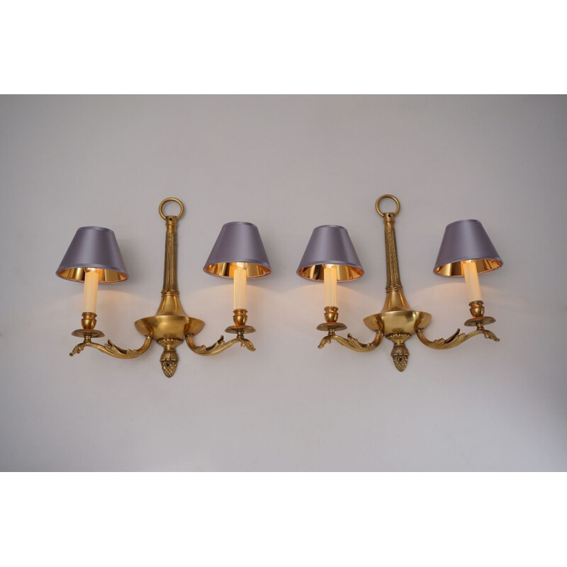 Ensemble de 6 Appliques vintage murales en bronze 1980