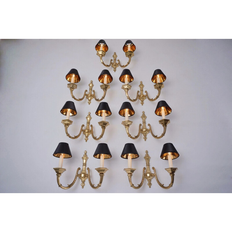 Set of 7 vintage brass sconces 1950s