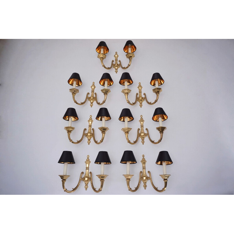 Set of 7 vintage brass sconces 1950s