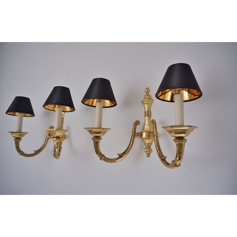 Set of 7 vintage brass sconces 1950s