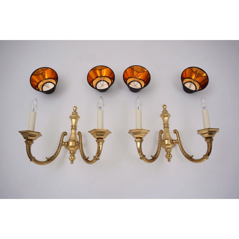 Set of 7 vintage brass sconces 1950s