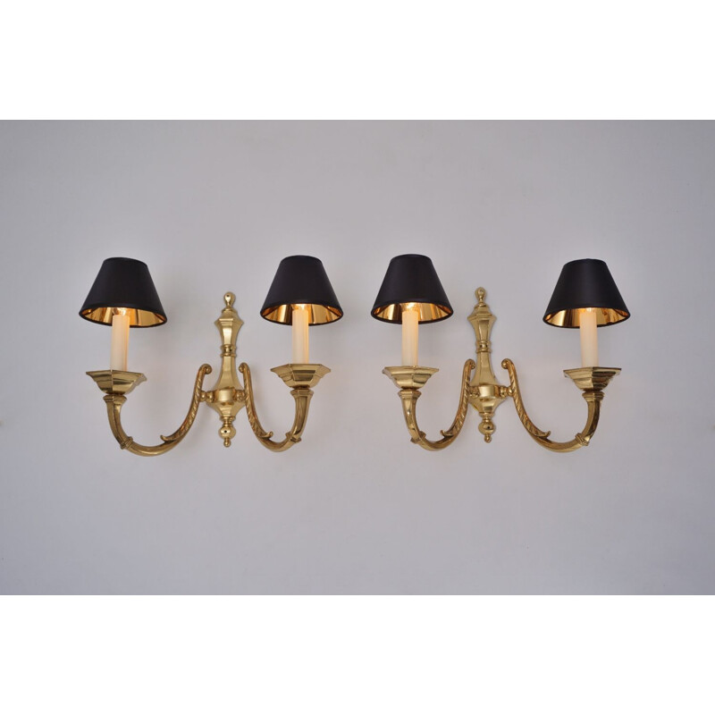 Set of 7 vintage brass sconces 1950s