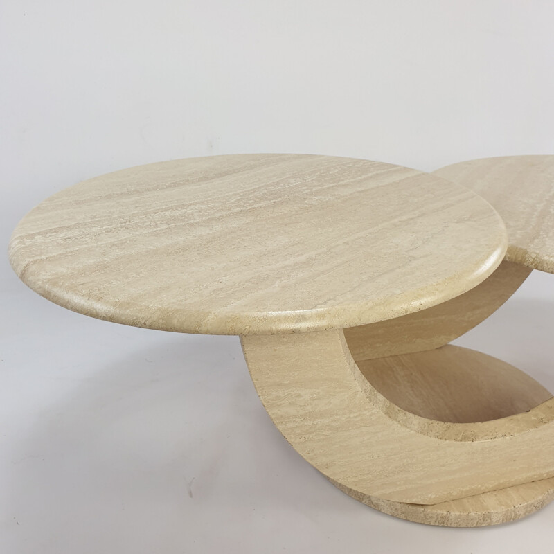 Vintage Mid-Century Italian Travertine Coffee Table, 1980s