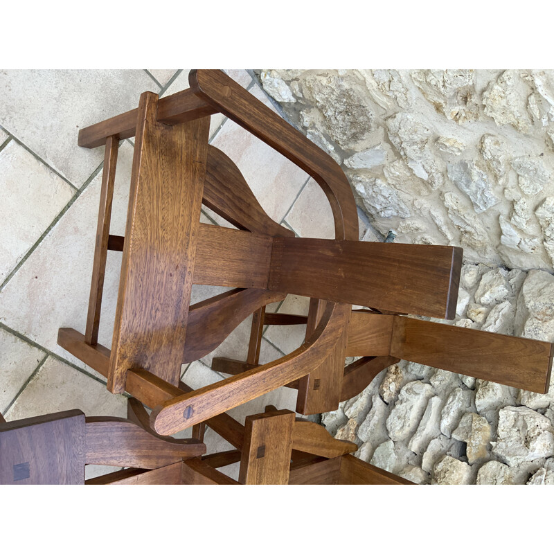 Ensemble de 6 chaises et 2 fauteuils vintage  France 1950