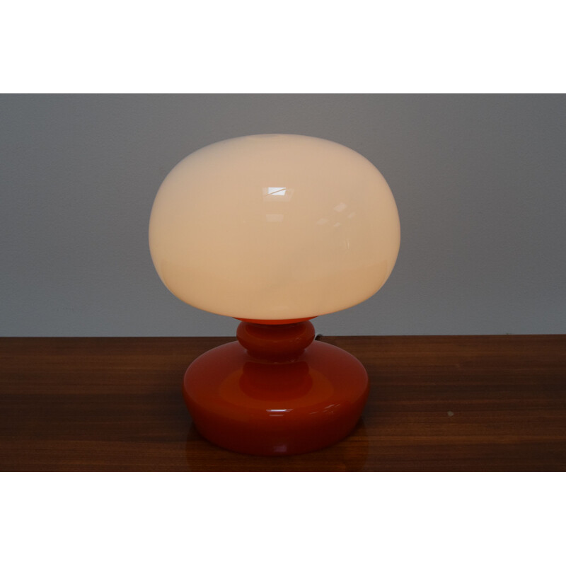 Vintage volledig glazen tafellamp van Valasske Mezirici 1970