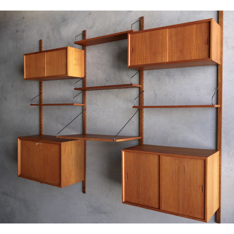 Vintage teak wall royal unit by Poul Cadovius Denmark 1960s