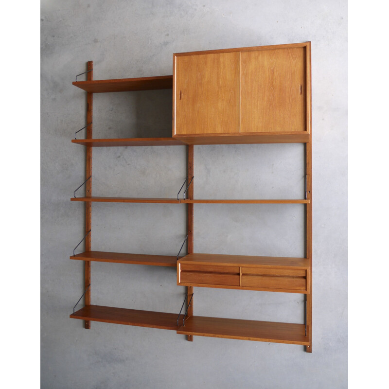 Vintage teak wall royal unit by Poul Cadovius Denmark 1960s