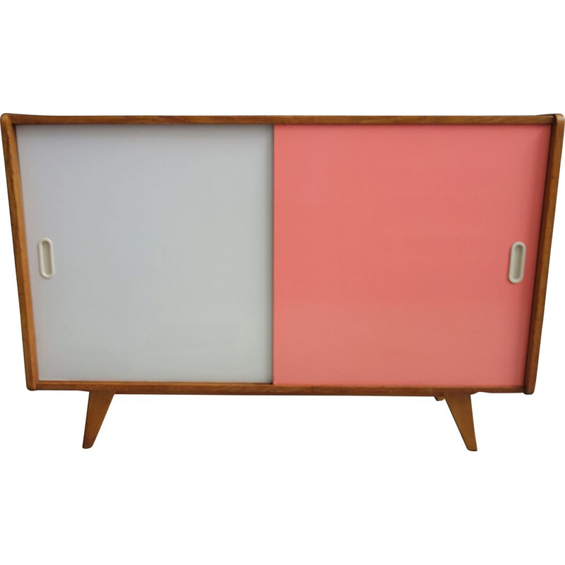 Vintage sideboard pink with sliding doors 1960s