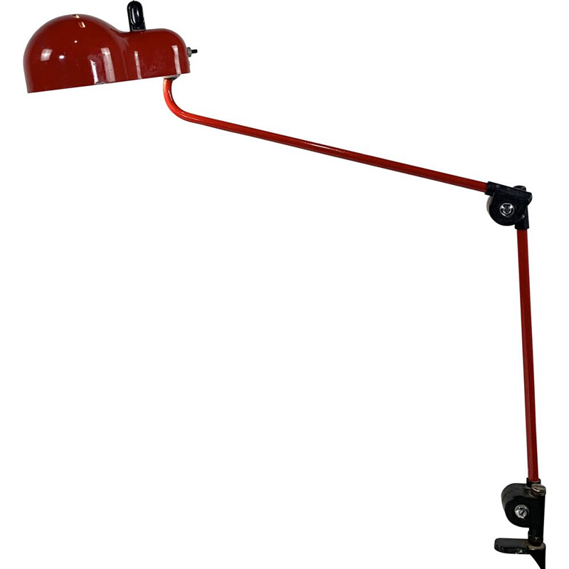 Vintage desk lamp Topo red  by Joe Colombo for Stilnovo 1970s